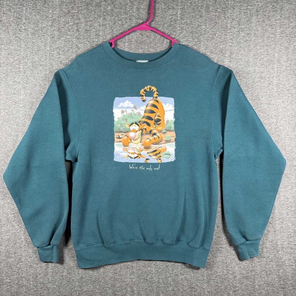 Vintage Disney Store Tigger Sweatshirt Small Teal Green Crewneck Pooh Reflection